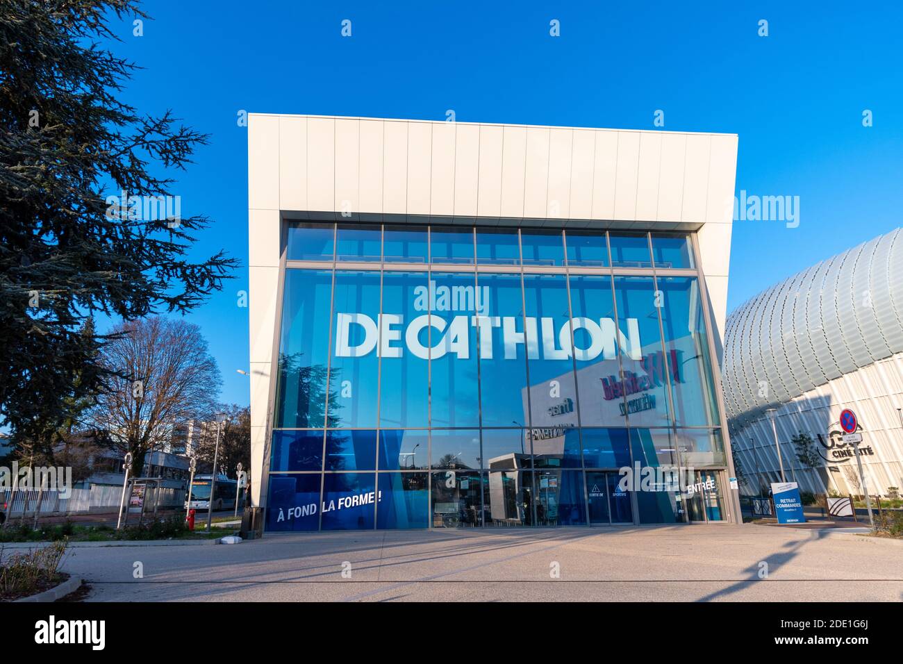 Vélizy-Villacoublay, France - November 27, 2020: Exterior view of a Decathlon store. Decathlon is the world largest sporting good retailer Stock Photo