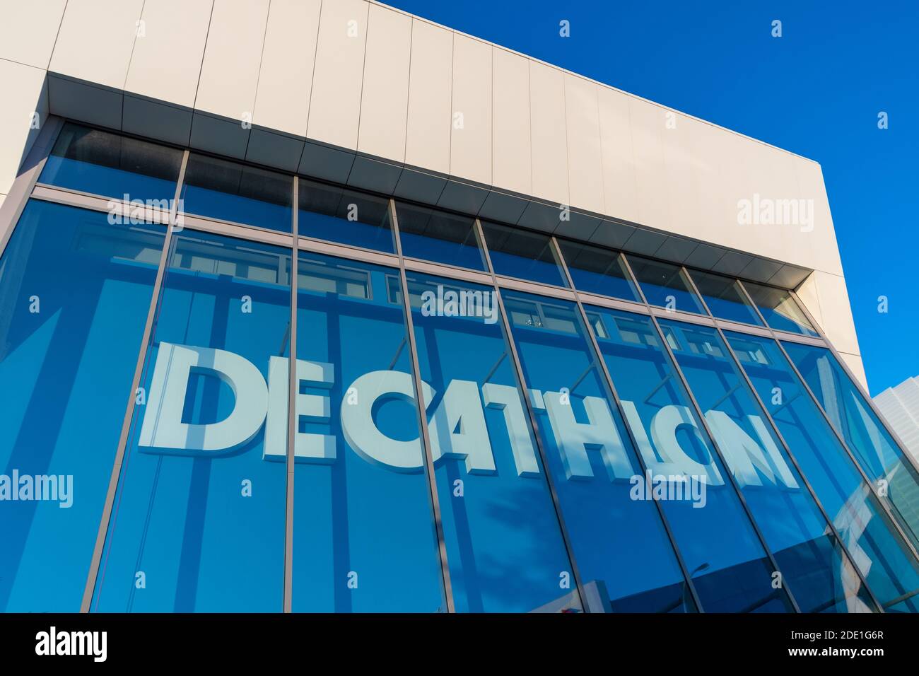 Vélizy-Villacoublay, France - November 27, 2020: Exterior view of a Decathlon store. Decathlon is the world largest sporting good retailer Stock Photo