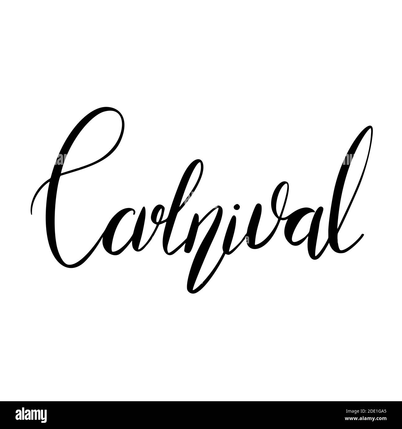 Carnival. Black lettering brush isolated on white background. Festive print calligraphic quote. Vector element for greeting cards, banners and your cr Stock Vector
