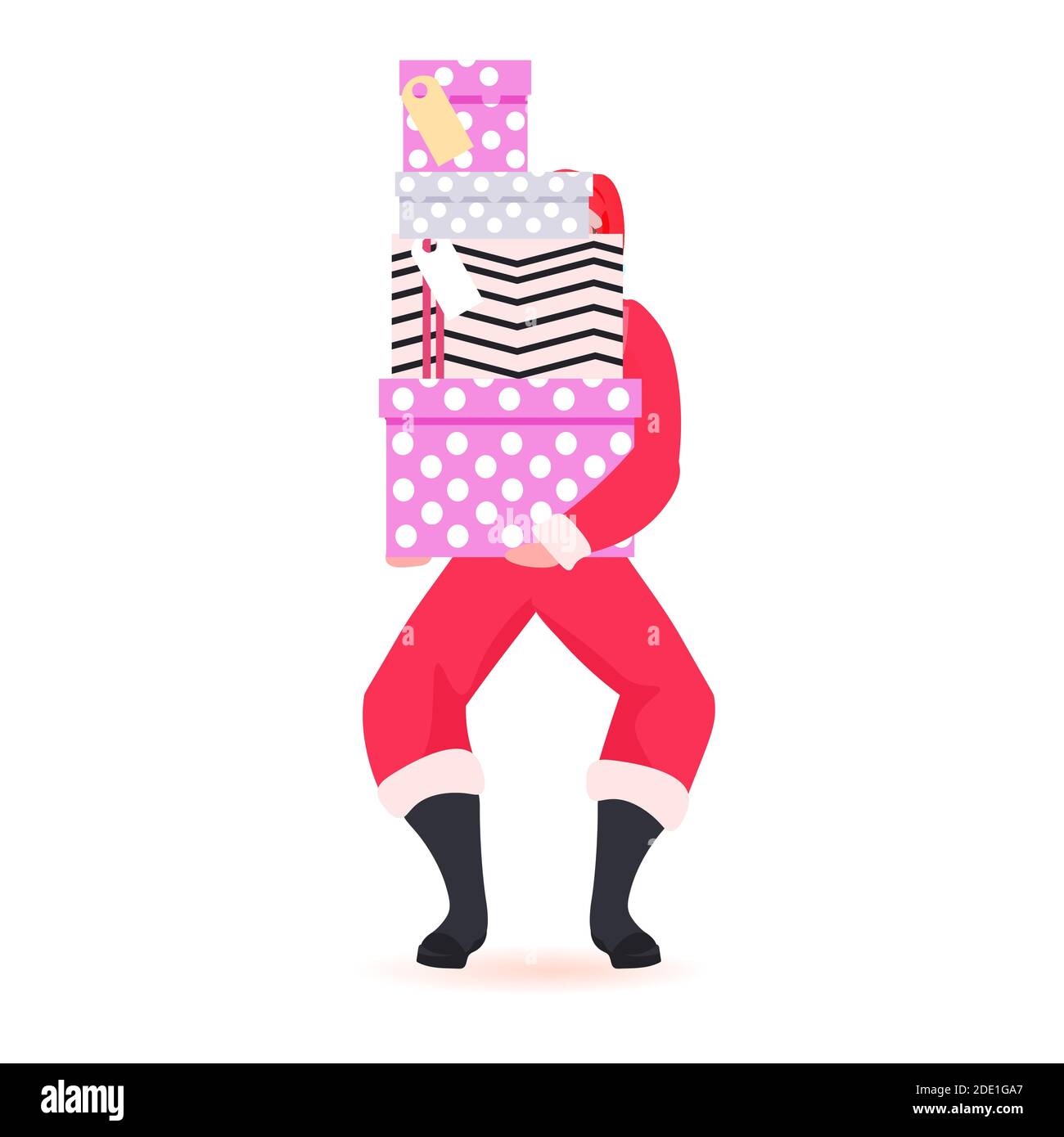 santa claus in red costume holding gifts happy new year merry christmas ...