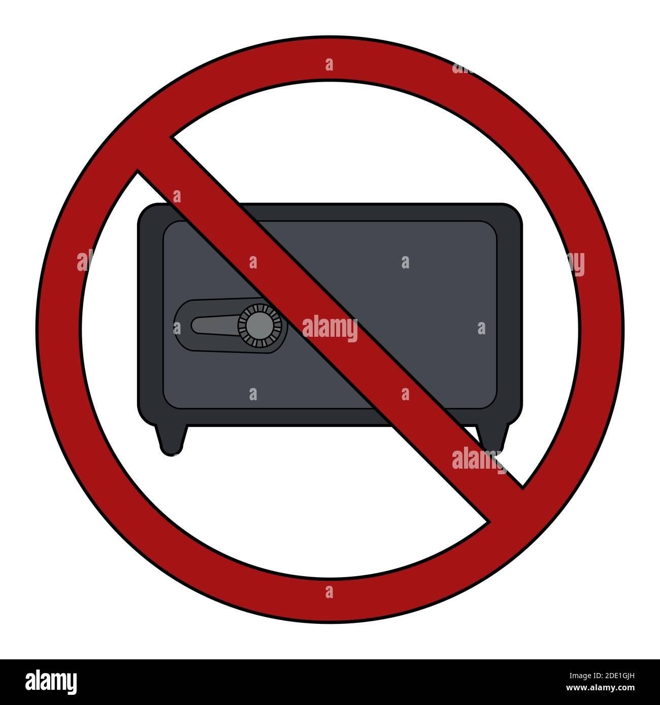 Safe in prohibition sign. Ban on storage of things. Sanction on safe