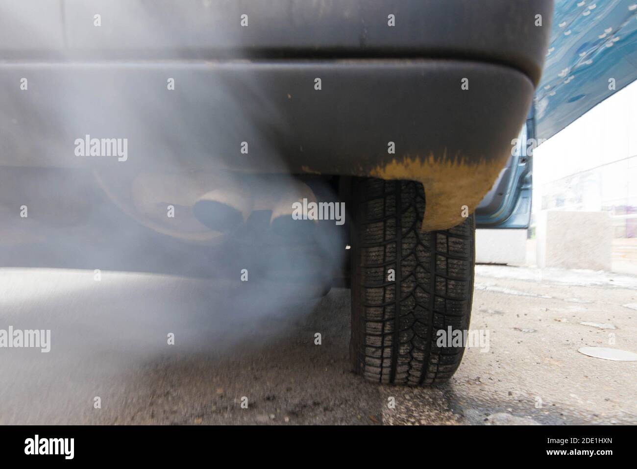 Air pollution and particulates caused by car exhaust gases, cloud of