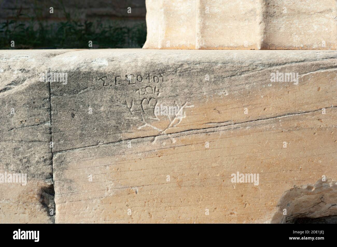 Temple of Hephaestus, column detail, Athens, Greece Stock Photo