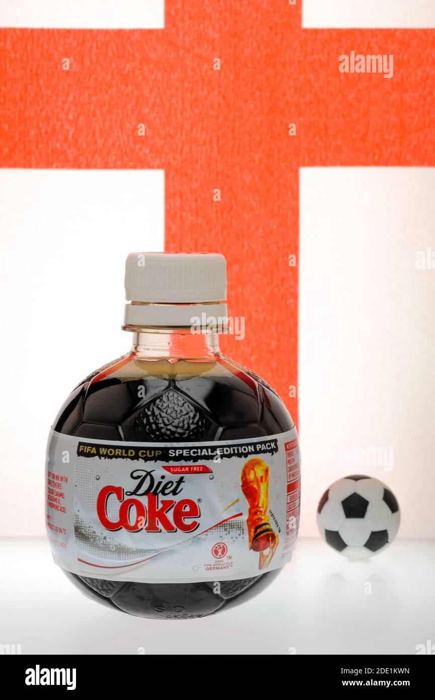 Football Shaped Diet Coke Bottle on a White Background