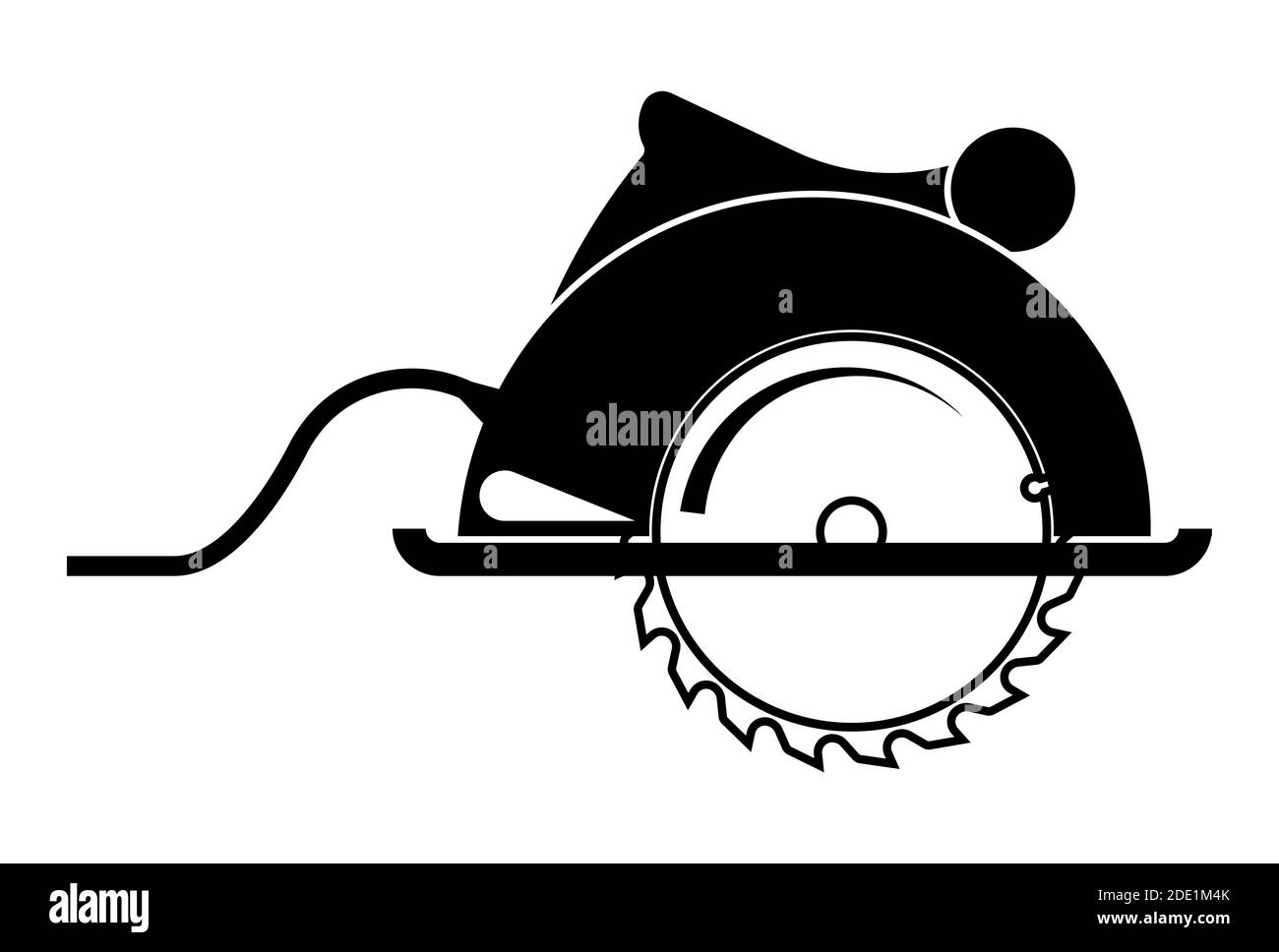 circular saw, black and white icon. Isolated vector Stock Vector