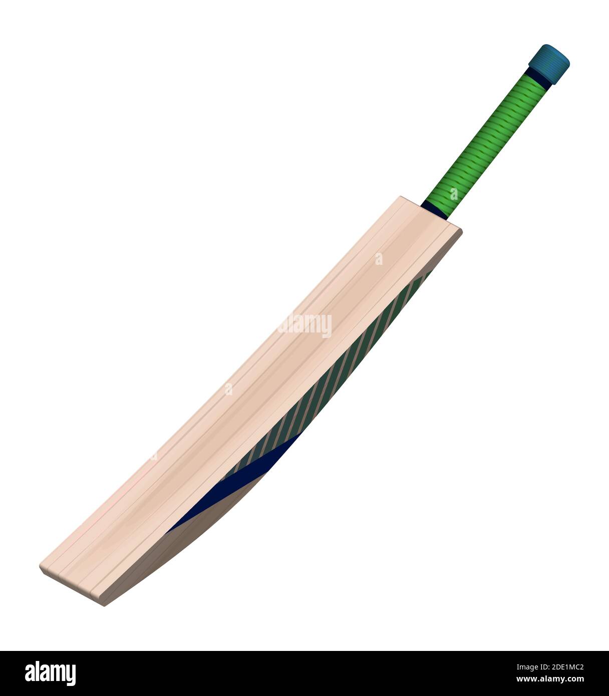 cricket bat in realistic style on a white background. Summer team sports. Vector on a white background Stock Vector
