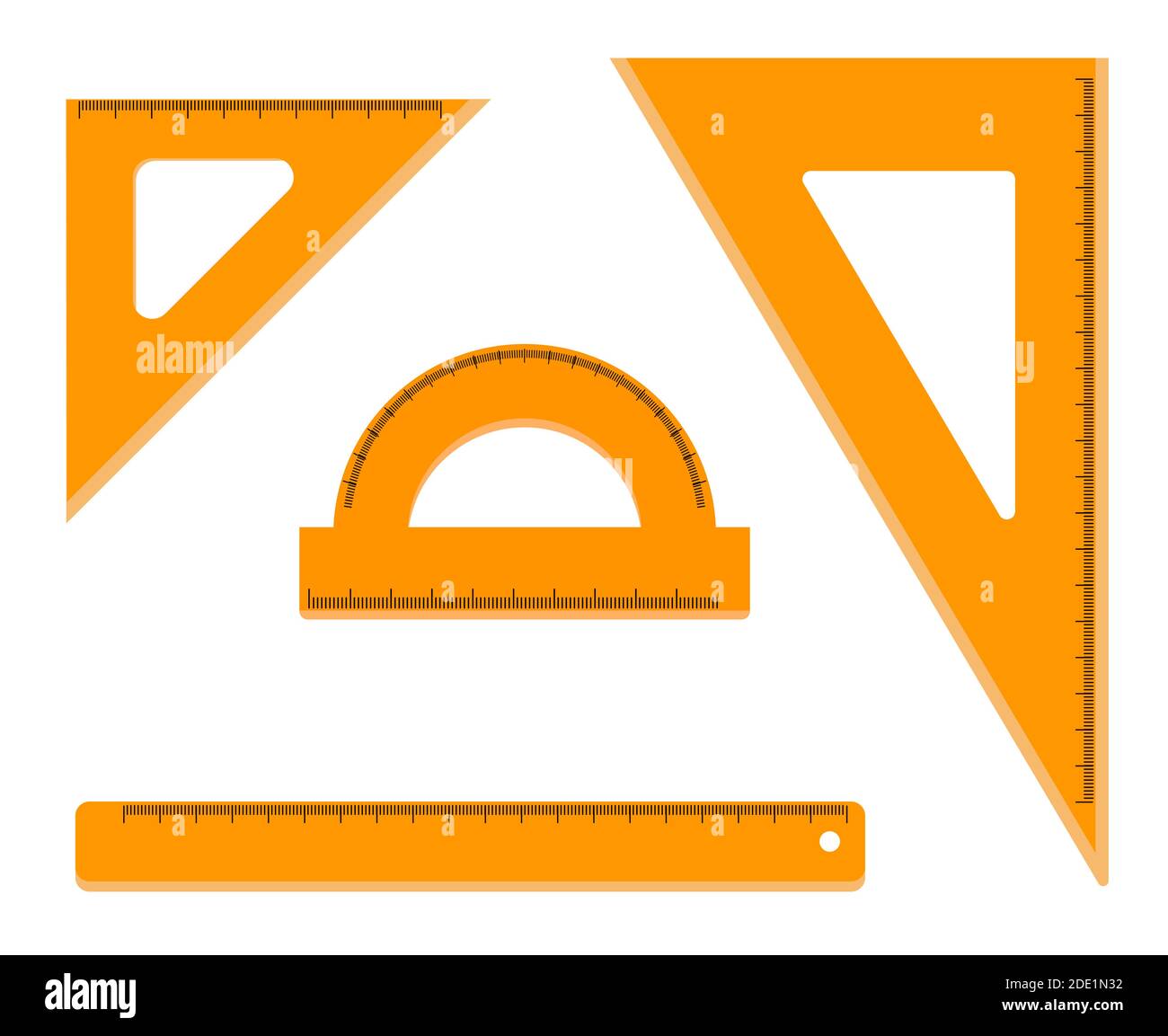 set of measuring tools, ruler, triangle in flat style, school supplies Stock Vector Image & Art