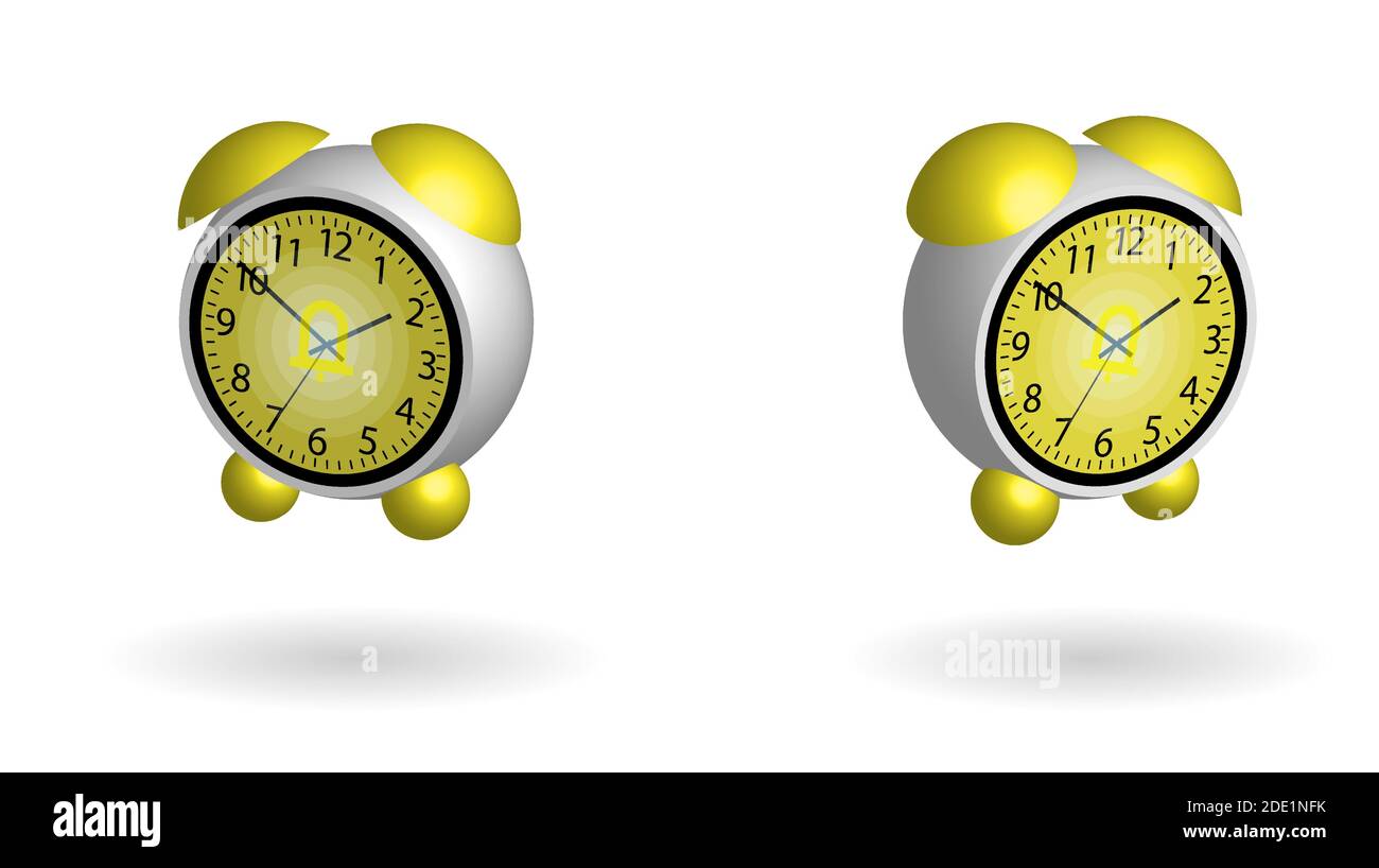 Round flying spherical alarm clock. A good start to the day. Isolated