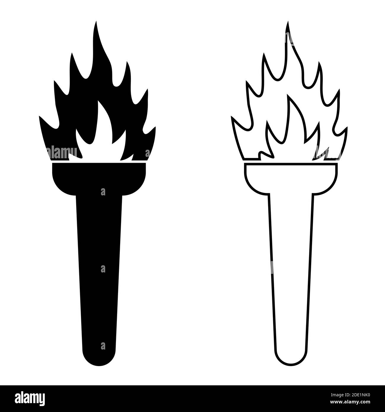 torch icon with a burning fire. Road lighting. Isolated vector on white background Stock Vector
