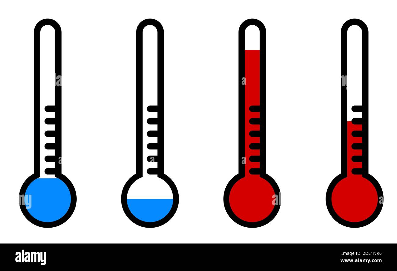 thermometer with high and low temperature. Cartoon style. Isolated vector on white background Stock Vector