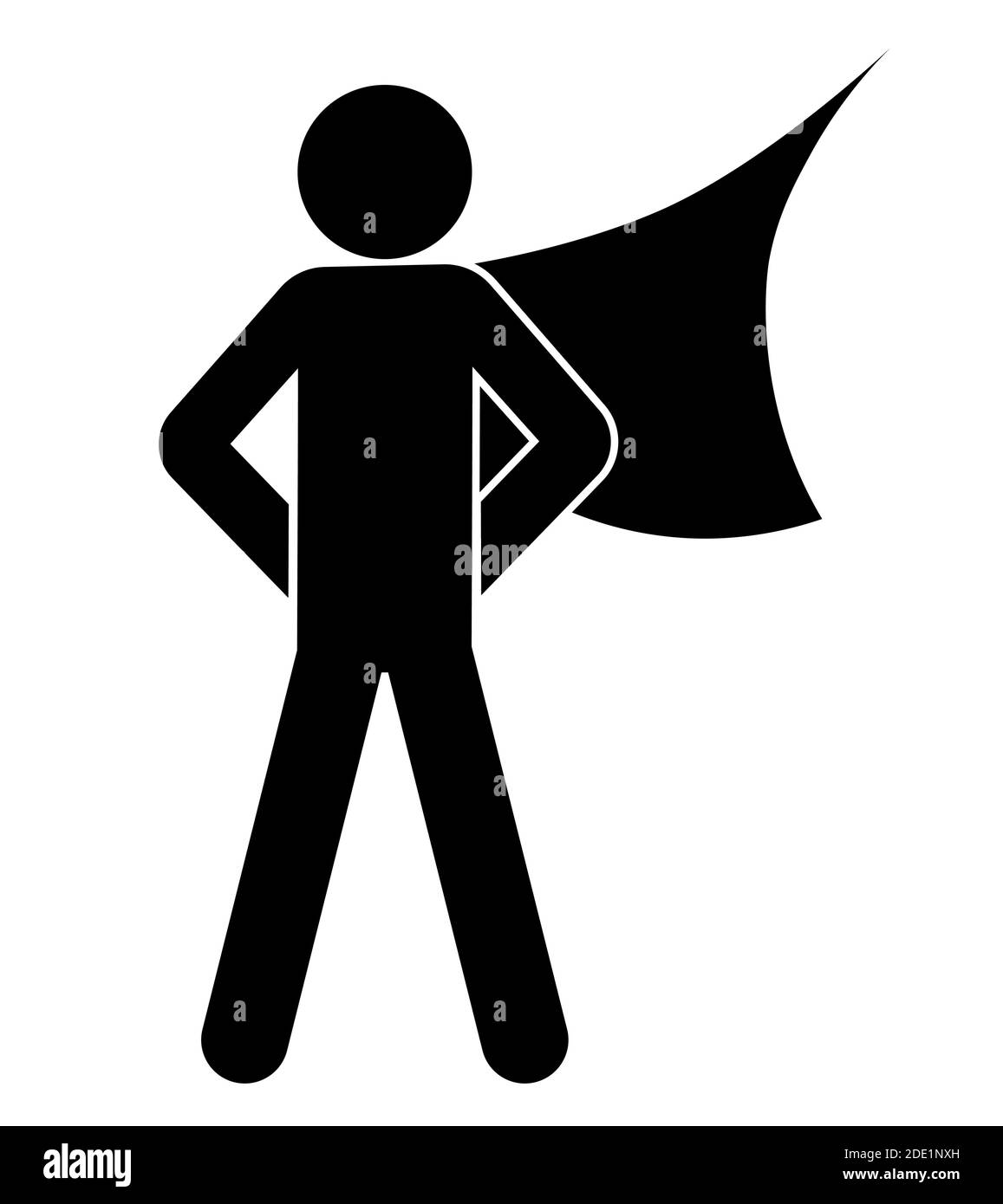 superhero in a hero cloak. Man of courage. Isolated vector on white background Stock Vector