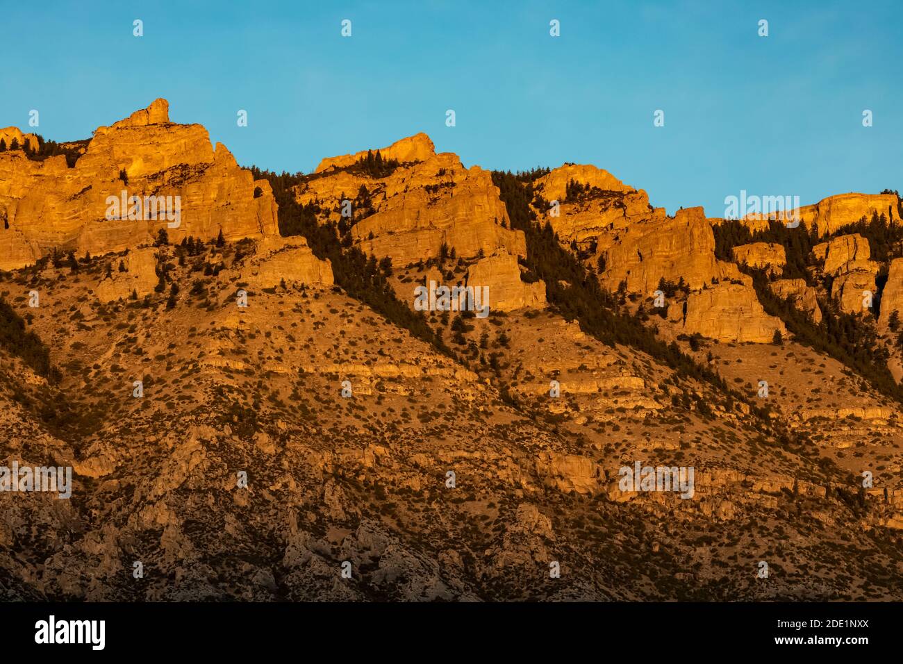 Pryor Mountains viewed from near the south entrance to Bighorn Canyon National Recreation Area, near Lovell, Wyoming, USA Stock Photo