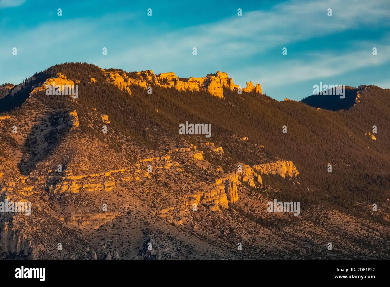 Pryor Mountains viewed from near the south entrance to Bighorn Canyon National Recreation Area, near Lovell, Wyoming, USA Stock Photo