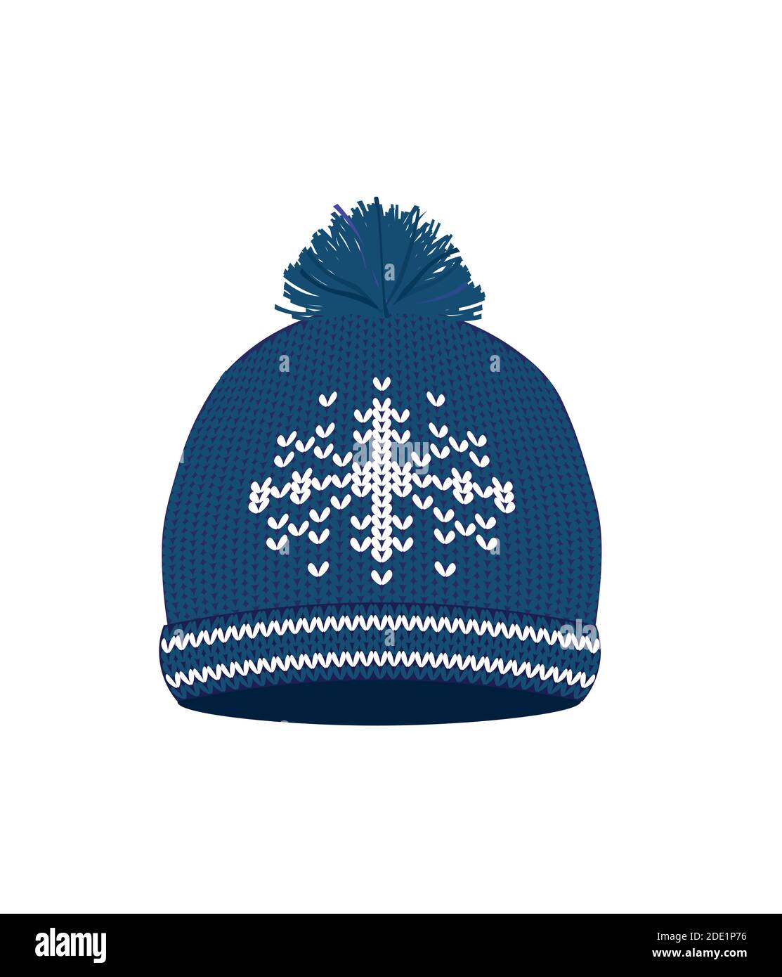 Blue knitted winter hat. vector illustration Stock Vector