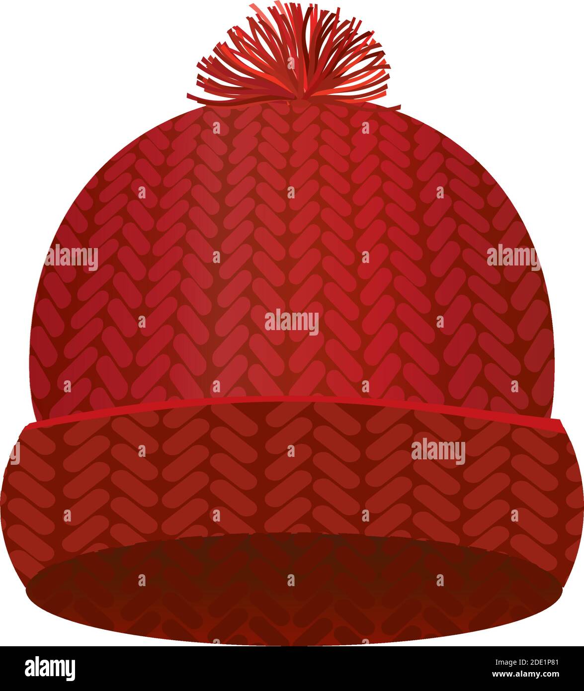 Red knitted winter cap, vector Stock Vector