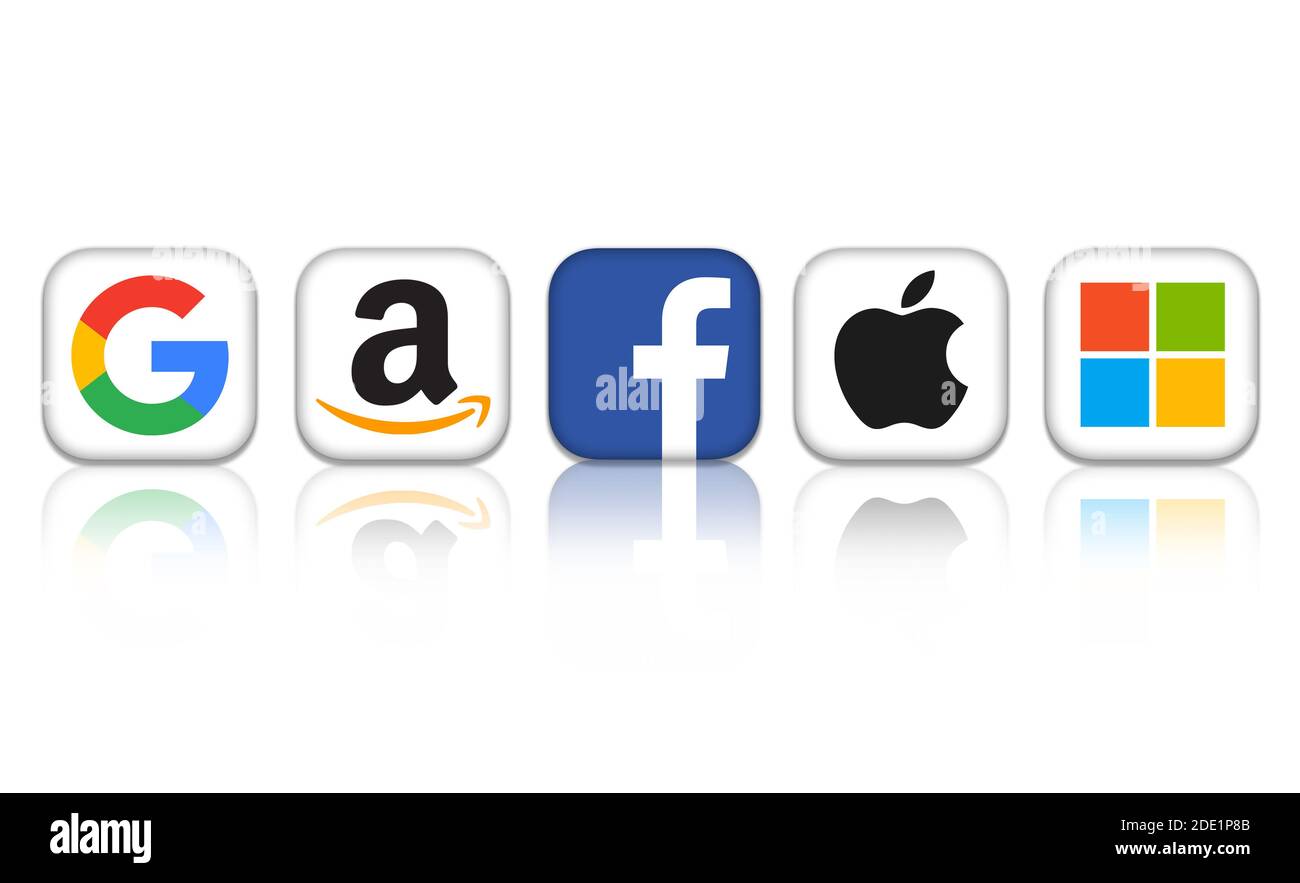 Big Tech Google Amazon Facebook Apple Microsoft Stock Photo