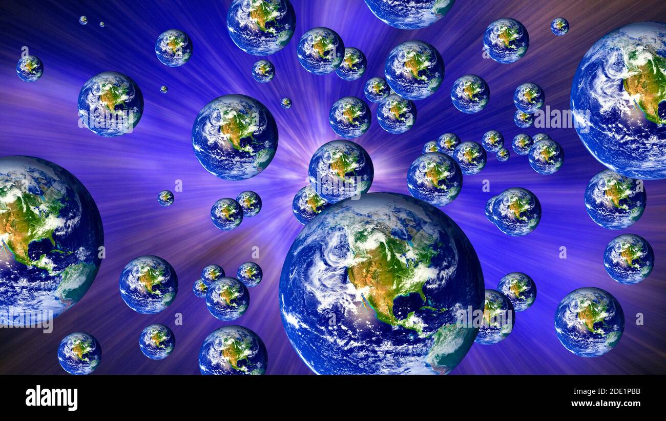 Many worlds theory. Stock Photo