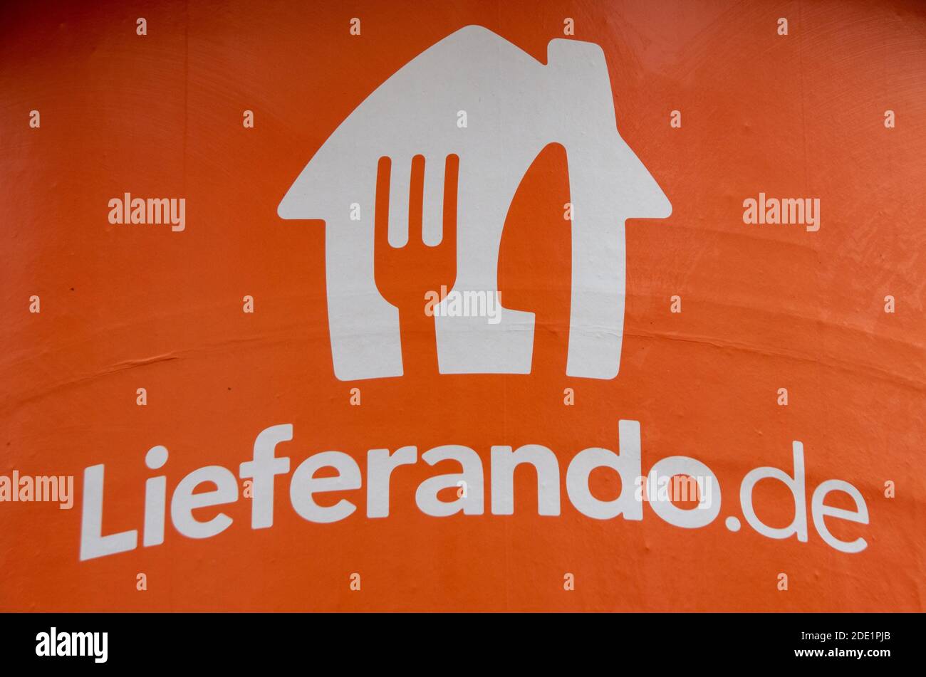 Munich, Germany - November 23, 2020. Symbol of Lieferando delivery Service. Stock Photo