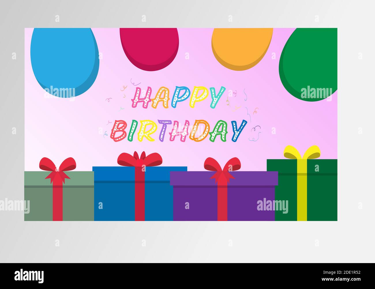 Color greeting vector illustration happy BIRTHDAY. Simple design Stock ...