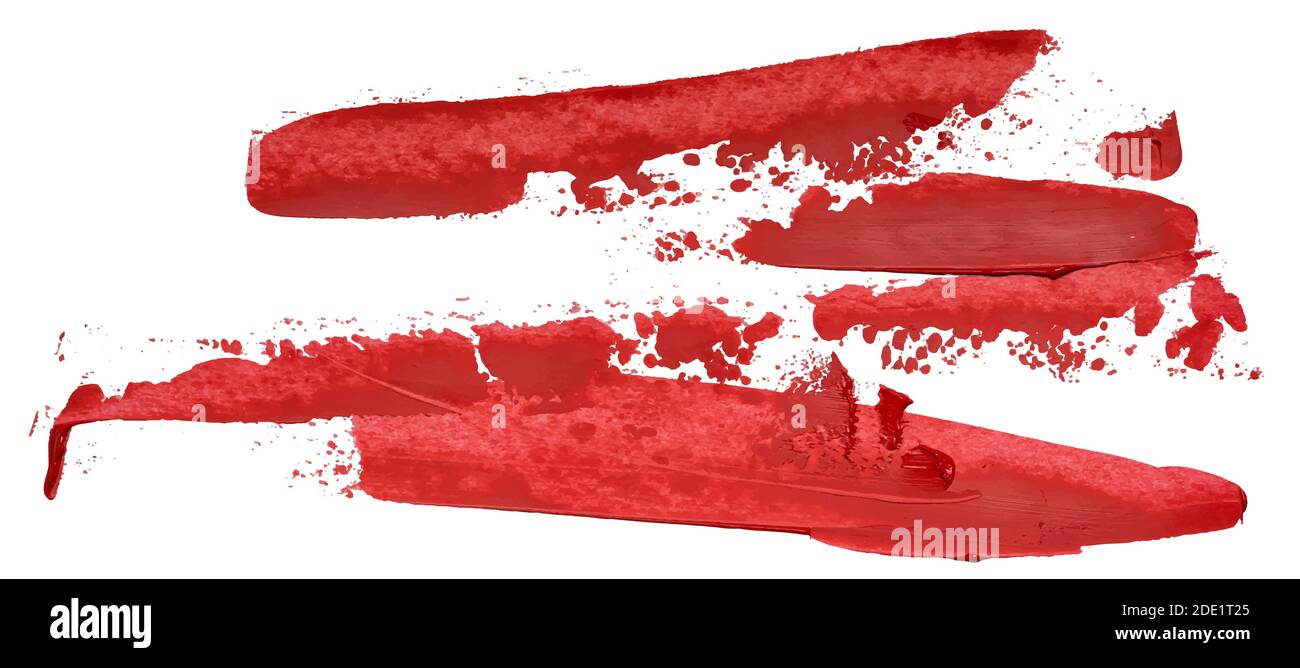 Hand drawn isolated oil paintbrush stripe with deep dirty red color esp 10 vector illustration. Template for your long text atop. Stock Vector
