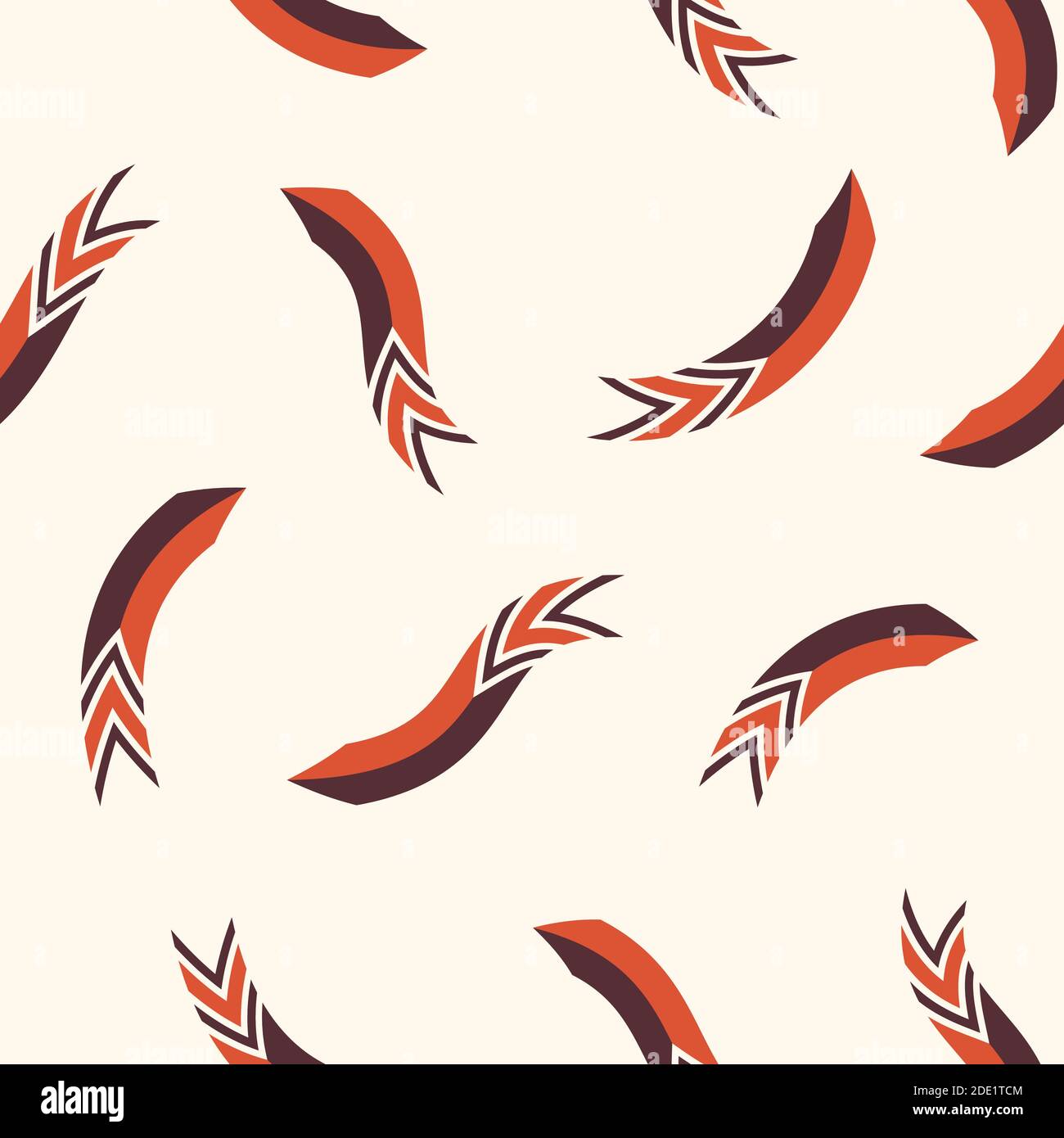 Seamless arrow pattern background. Smoothly randomly located curved arrows. Vector color illustration. Stock Vector