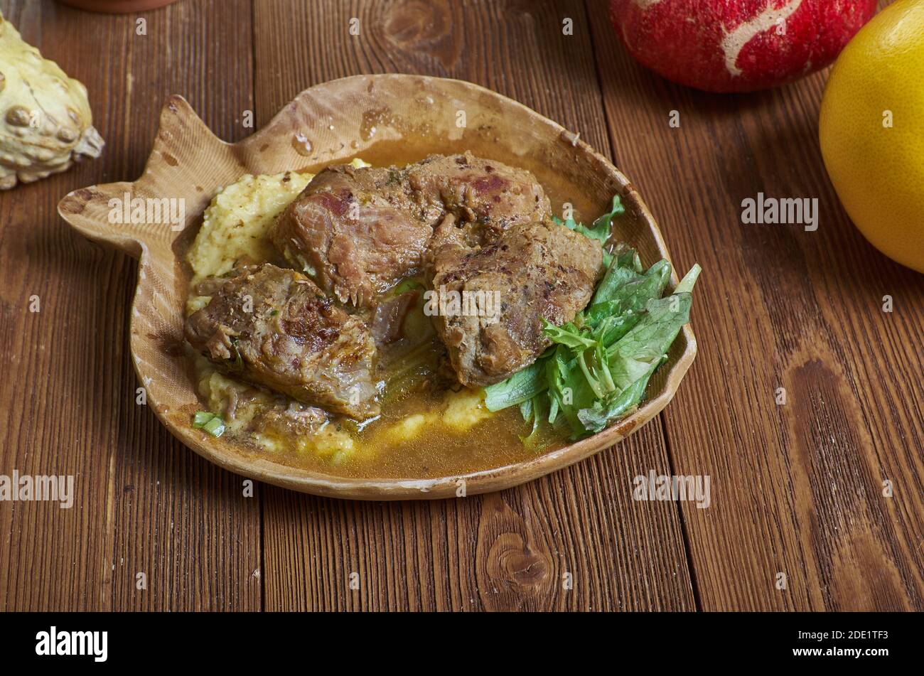 Mreifisa - traditional dish originating from Western Sahara Lamb Stew Stock Photo