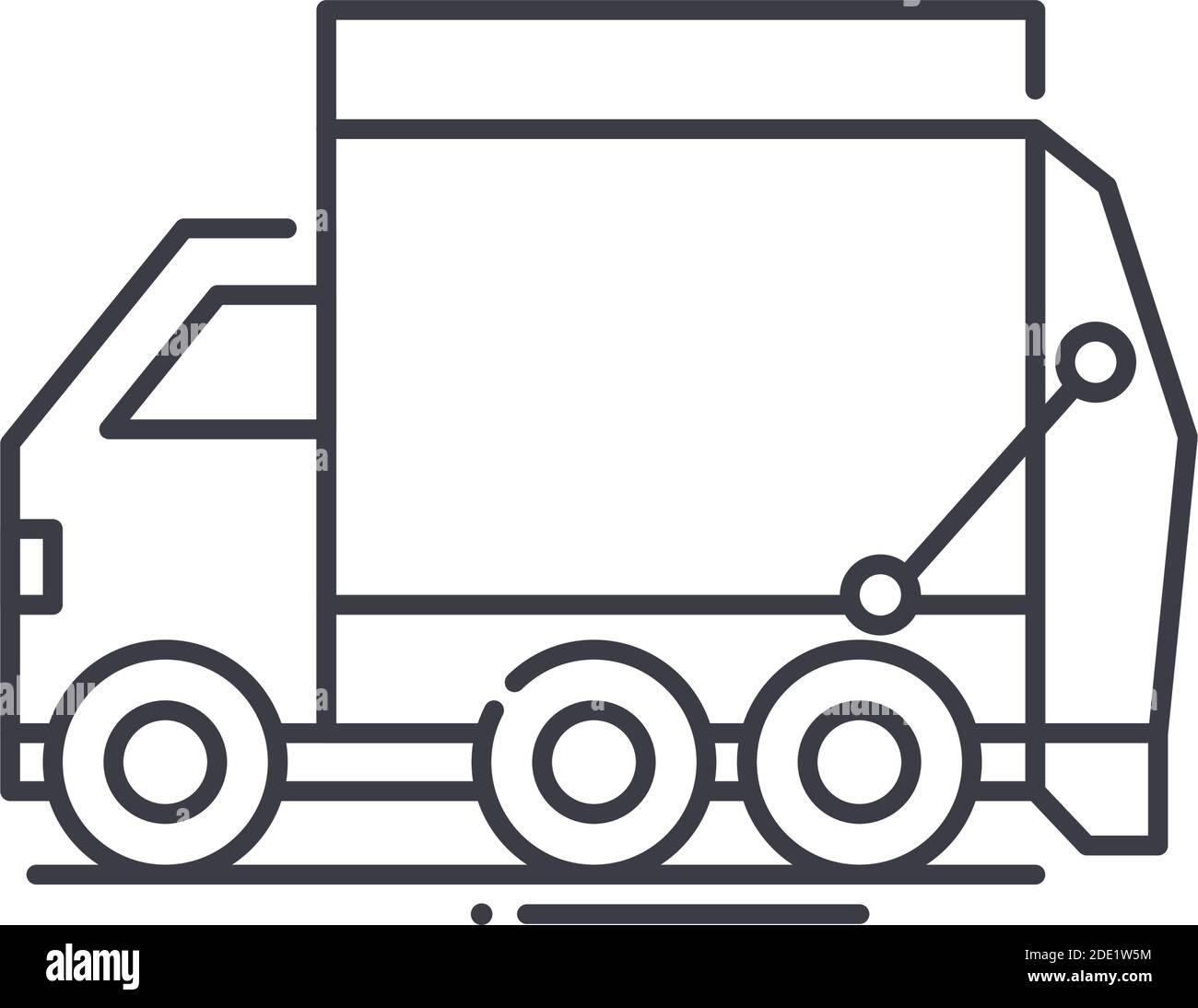 Garbage truck icon, linear isolated illustration, thin line vector, web