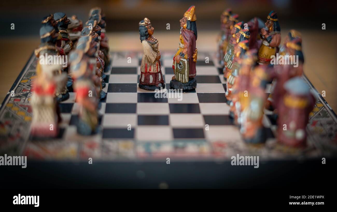 A chess board Incas vs Conquistadores Stock Photo - Alamy