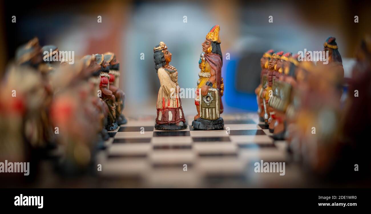 A chess board Incas vs Conquistadores Stock Photo - Alamy