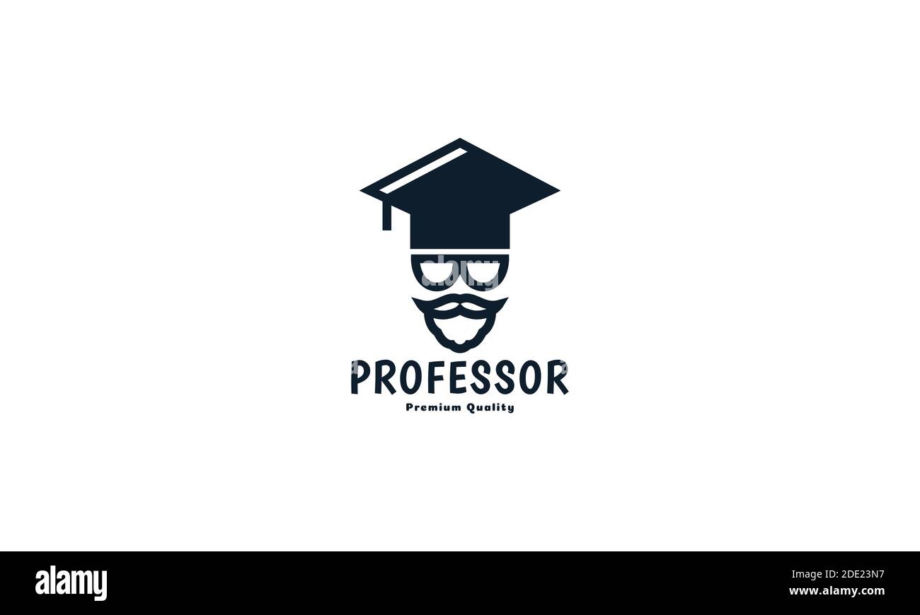 man beard with graduation hat logo vector icon illustration design Stock Vector