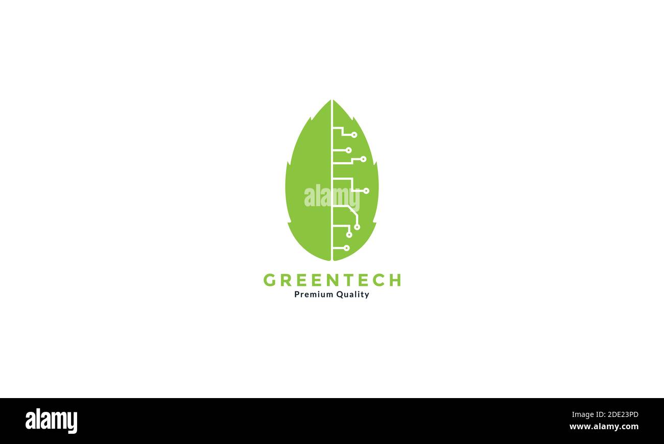 green leaf tech connect line circuit logo vector icon illustration ...
