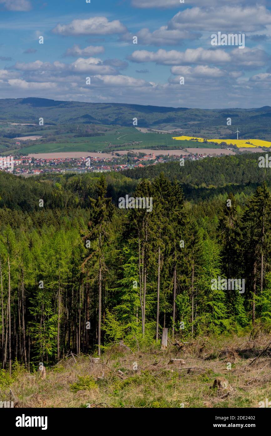 Enjoy the beautiful view over the Werratal - Breitungen/Germany Stock Photo
