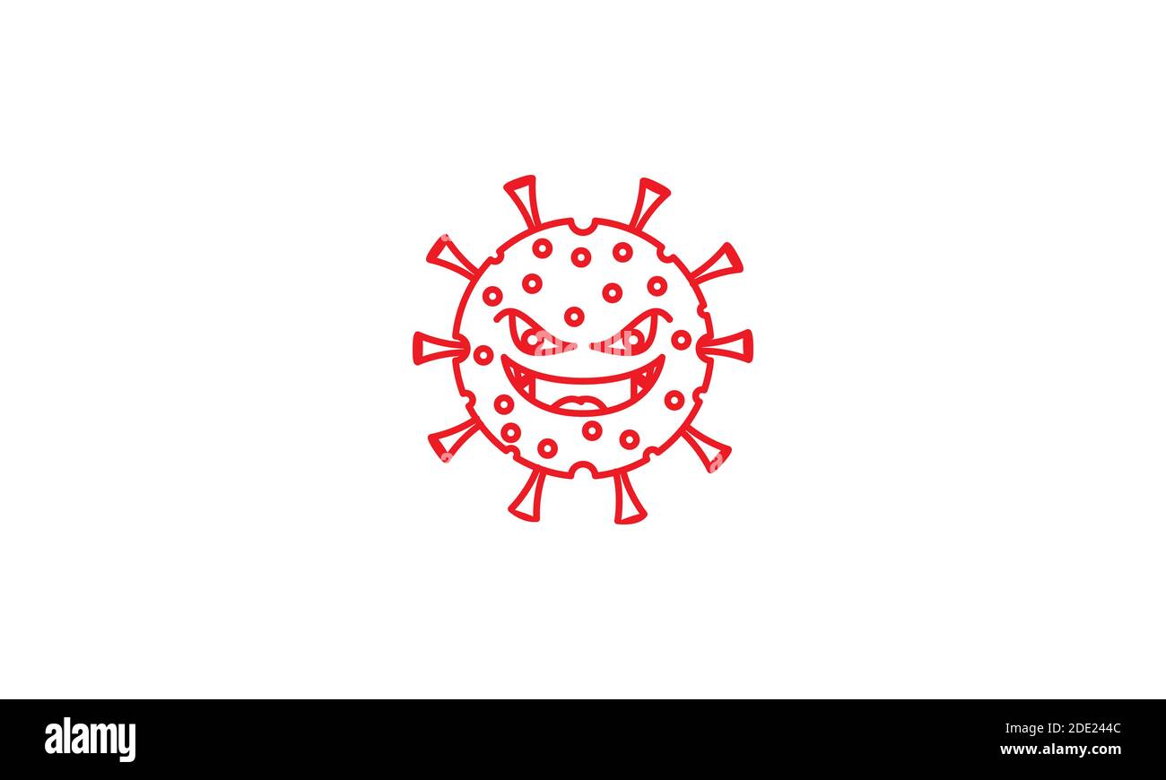 line monster corona virus cute logo vector icon illustration design Stock Vector