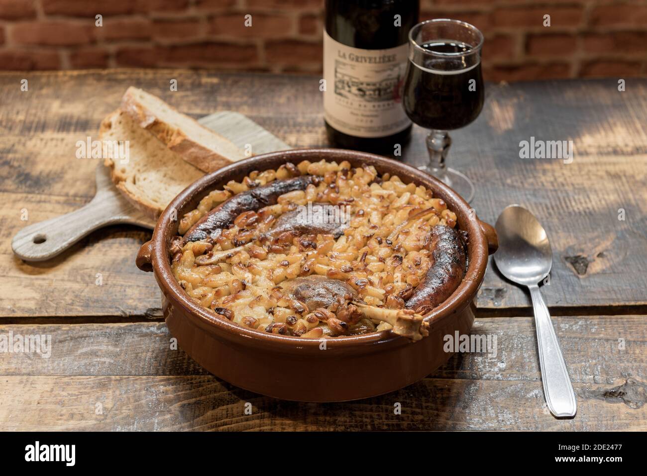 French specialty cassoulet, a meal with white beans, duck leg, sausage