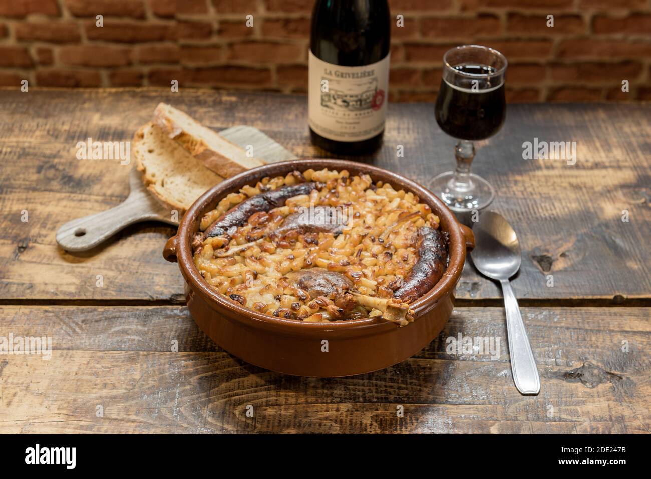 French specialty cassoulet, a meal with white beans, duck leg, sausage