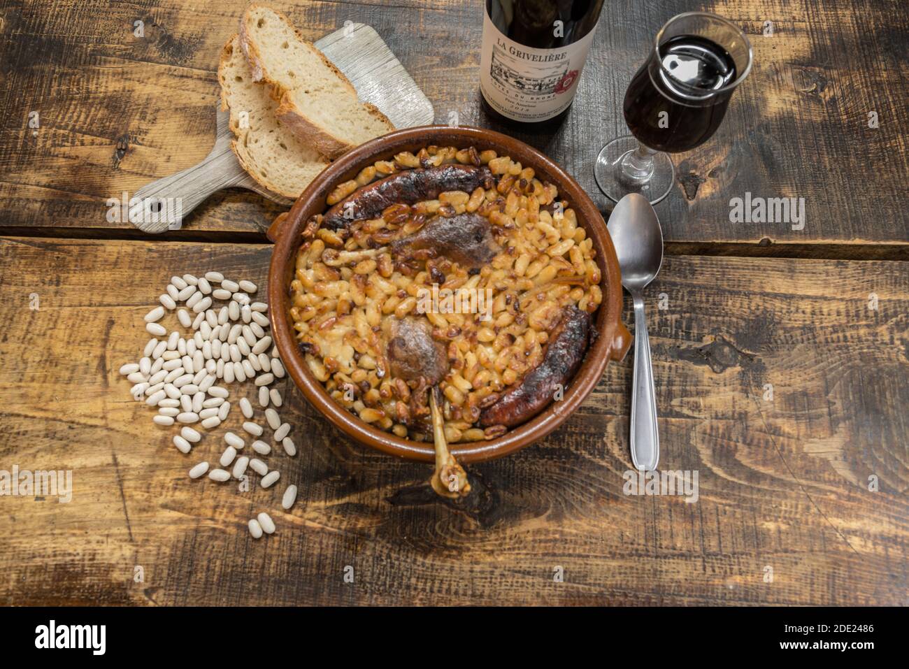French specialty cassoulet, a meal with white beans, duck leg, sausage