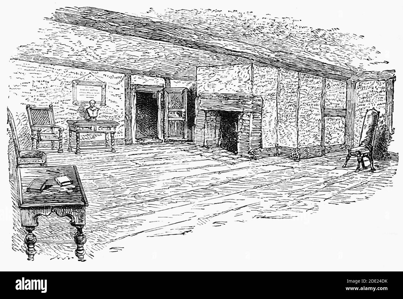 A 19th Century view of the room where William Shakespeare was born in Stratford-upon-Avon.  His date of birth is unknown, but is traditionally observed on 23 April, Saint George's Day. Shakespeare (1564-1616) became an English playwright, poet, and actor, widely regarded as the greatest writer in the English language and the world's greatest dramatist. He is often called England's national poet, the 'Bard of Avon', or simply 'the Bard'. Stock Photo