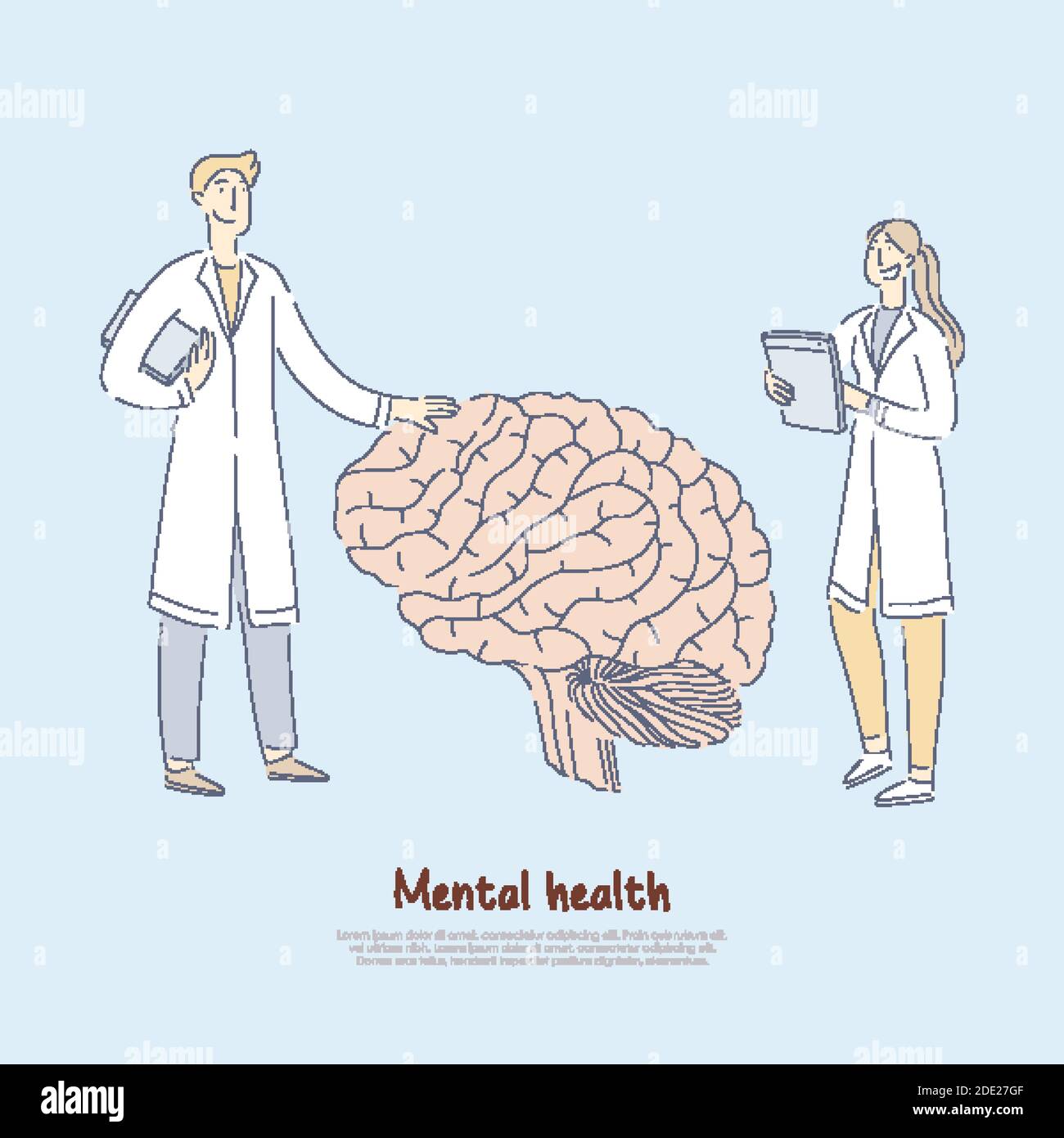 Doctors examining huge human brain, psychiatry, professional assistance