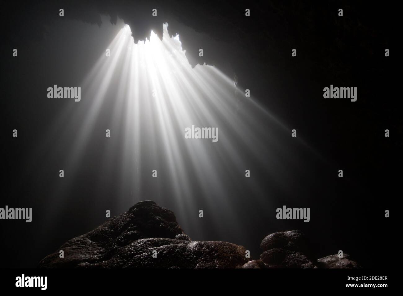 Jomblang Cave is one of the deepest vertical caves in Indonesia Stock
