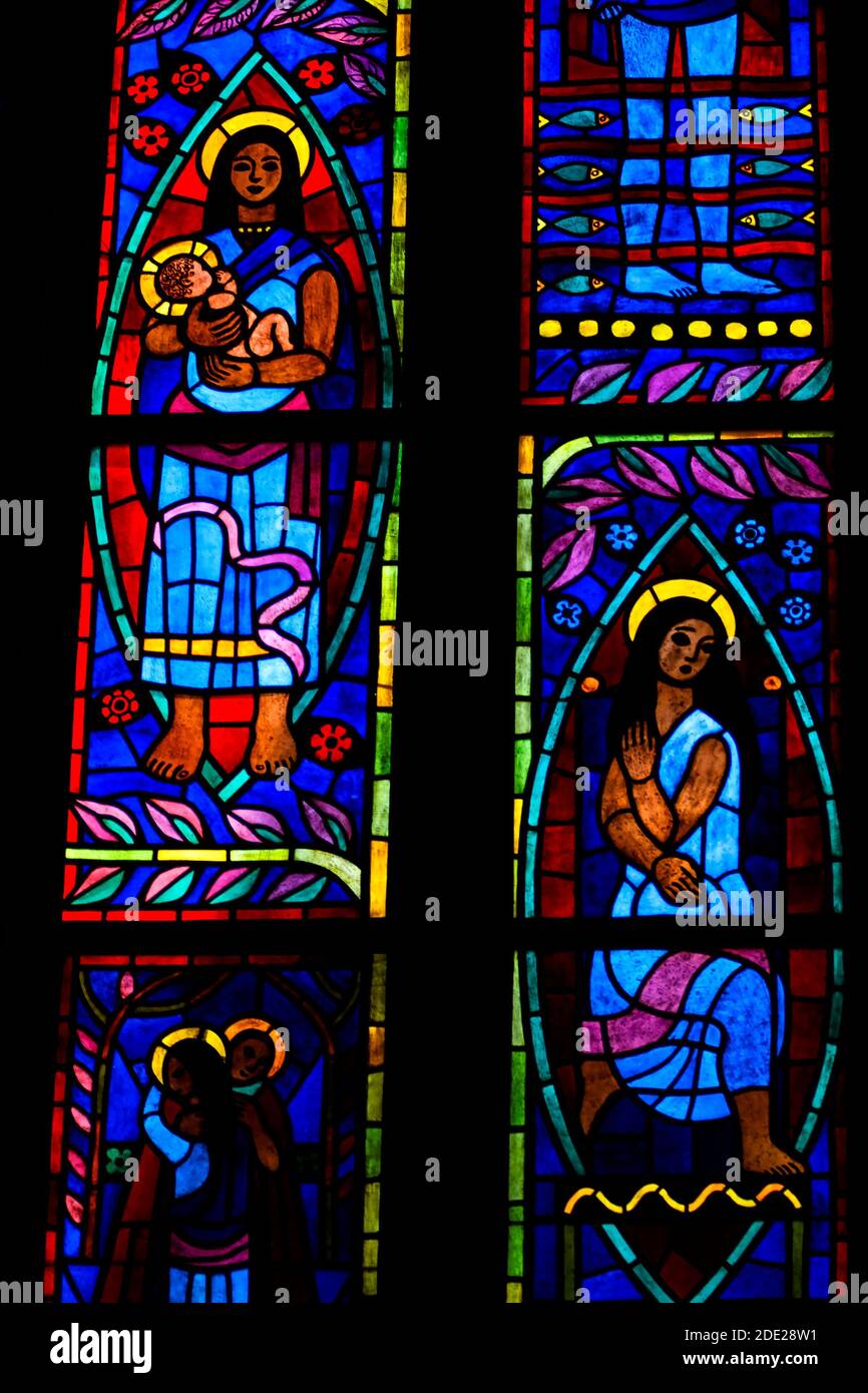Stained glass window in a church Stock Photo - Alamy