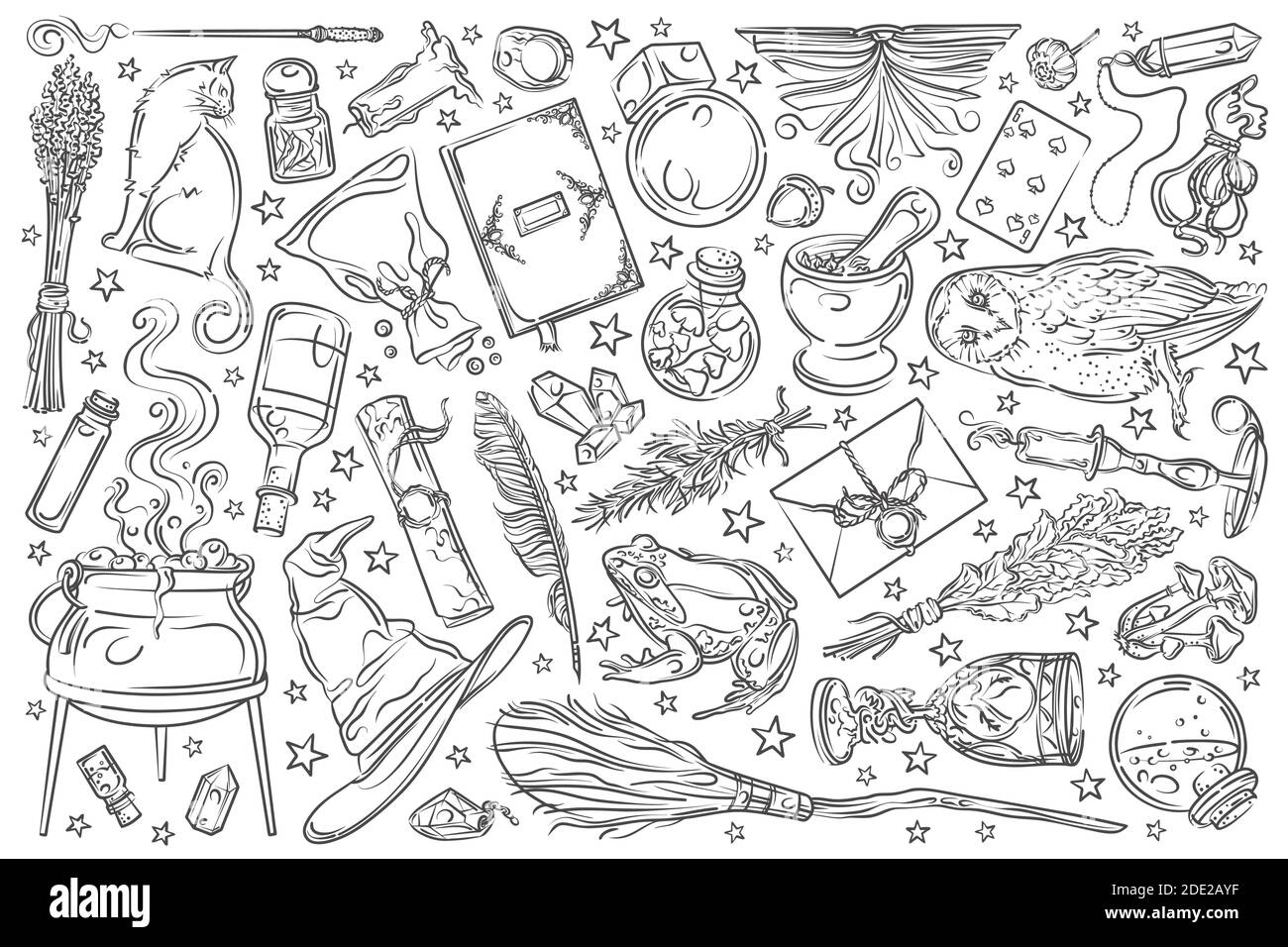 Hand drawn magic tools. Stock Vector