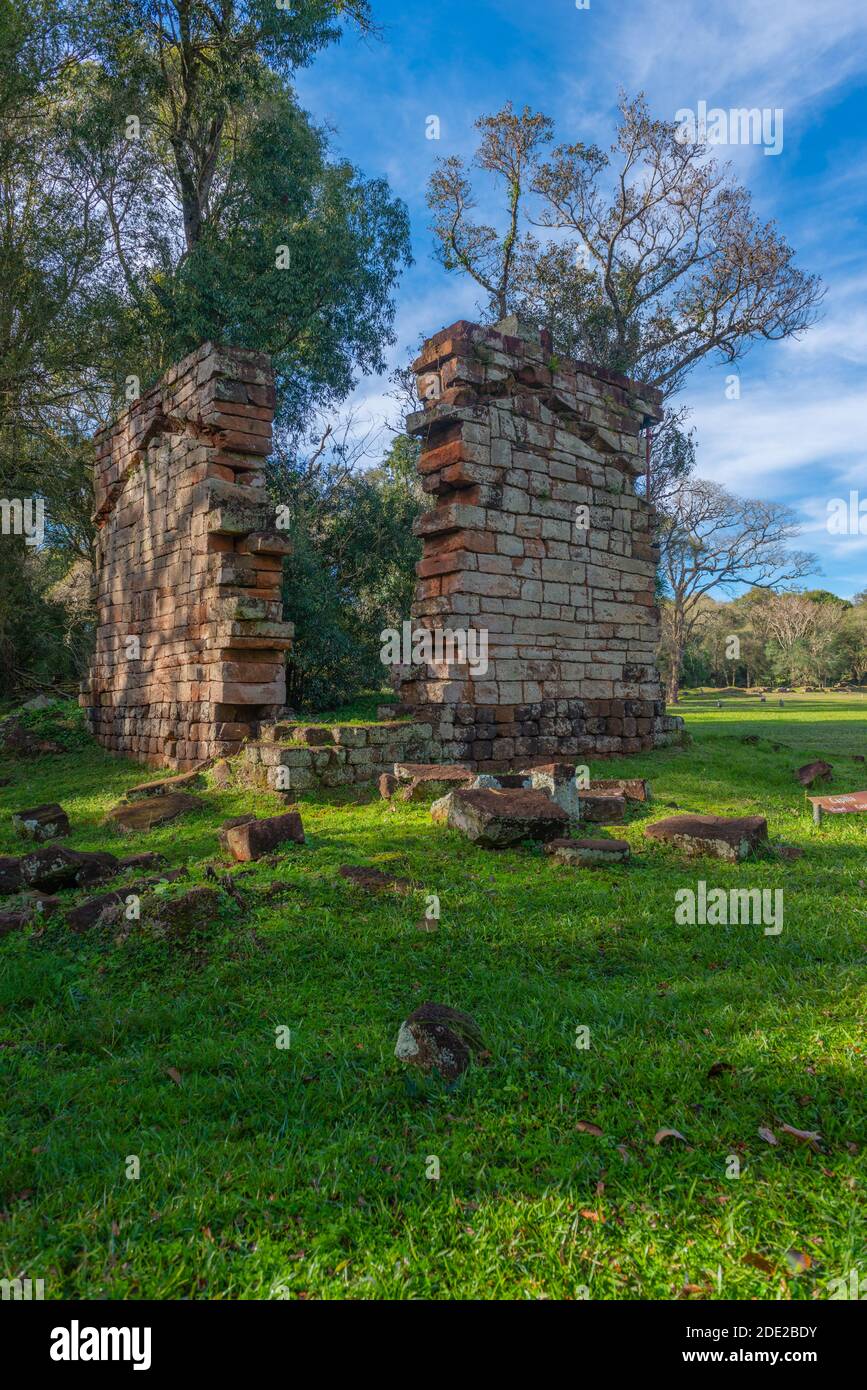 Chapel (l), Cathedral and common ground, ruins of the Jesuit Mission Santa Ana, UNESCO World Heritage, Provincia Misiones, Argentina, Latin America Stock Photo