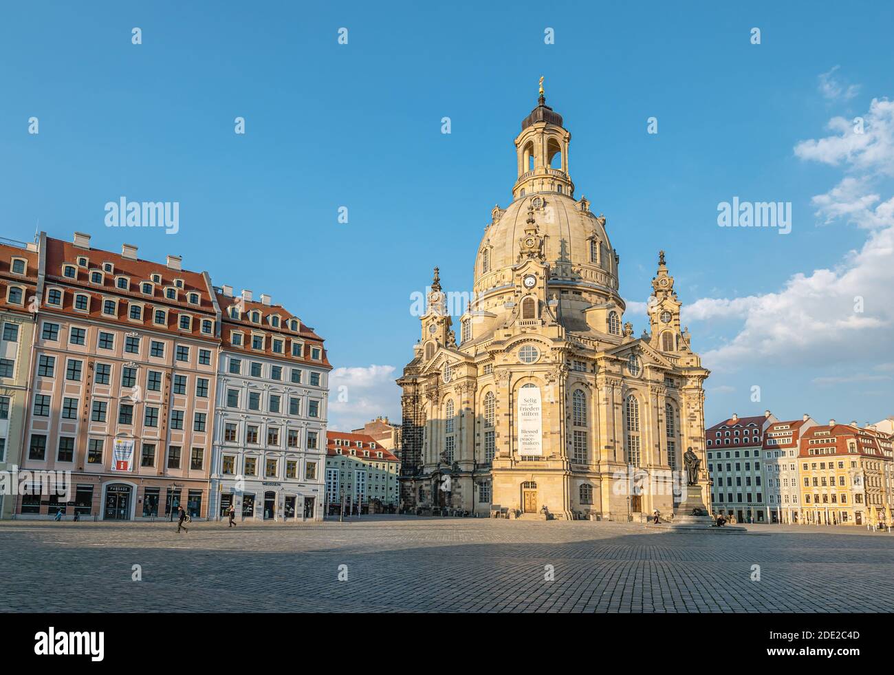 Empty Neumarkt Square in front of the Frauenkirche Dresden during the Corona Crisis, Saxony, Germany Stock Photo