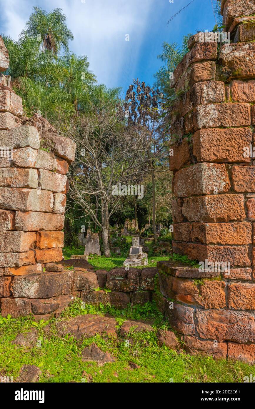 Cemetery ruins of the Jesuit Mission Santa Ana, UNESCO World Heritage, Provincia Misiones, Argentina, Latin America Stock Photo