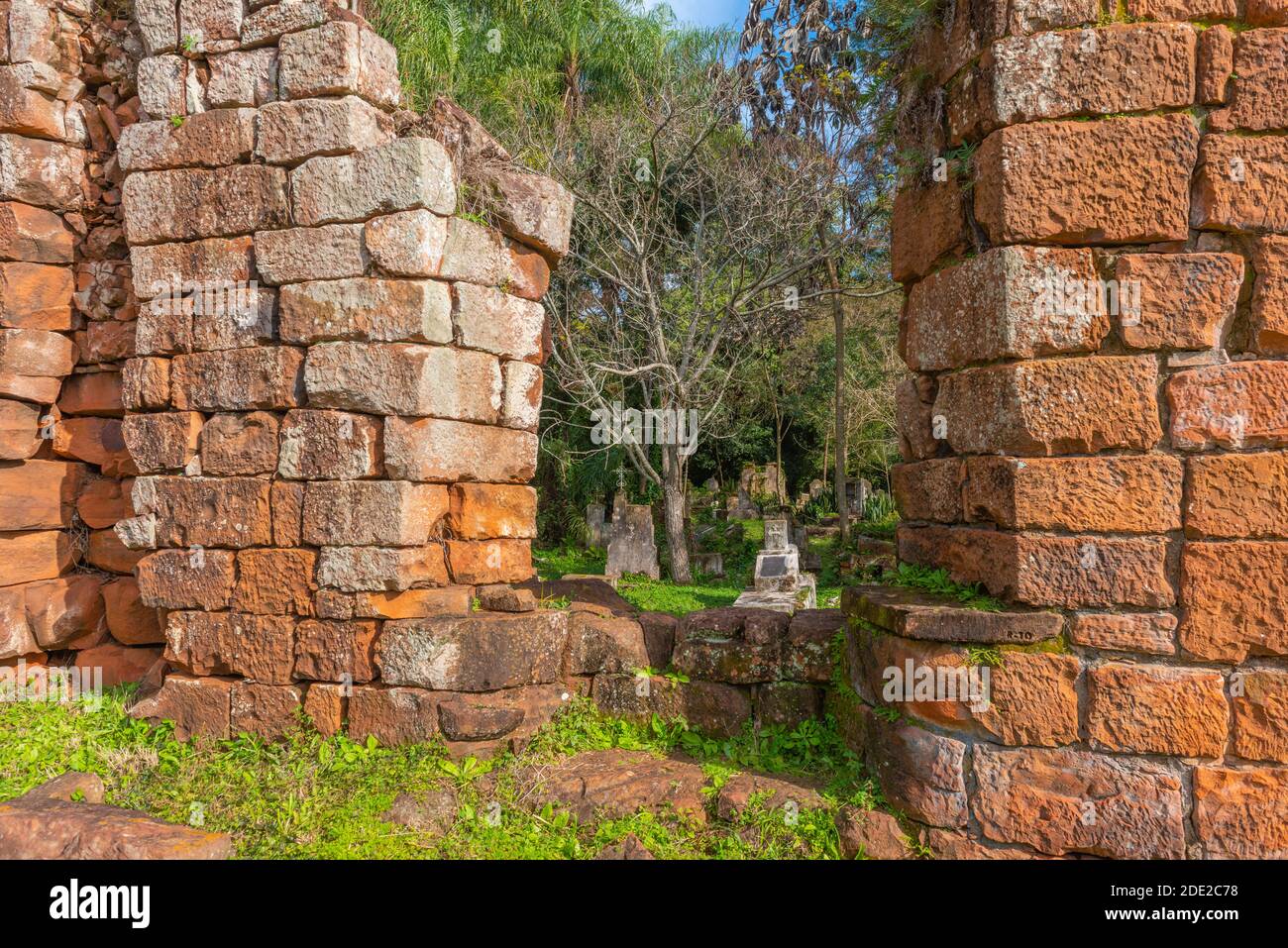 Cemetery ruins of the Jesuit Mission Santa Ana, UNESCO World Heritage, Provincia Misiones, Argentina, Latin America Stock Photo