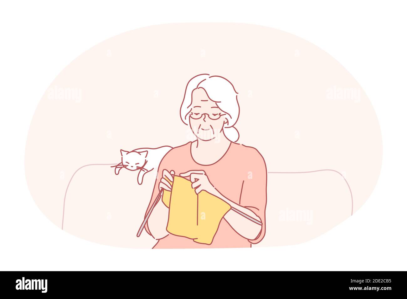 Woman mature sofa cat Stock Vector Images - Alamy