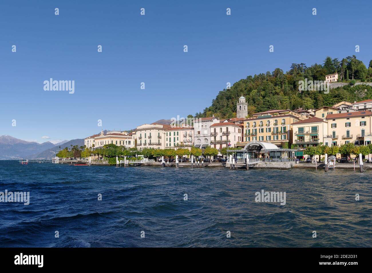 Bellagio Italian town with colorful houses, on the shore of Lake Como