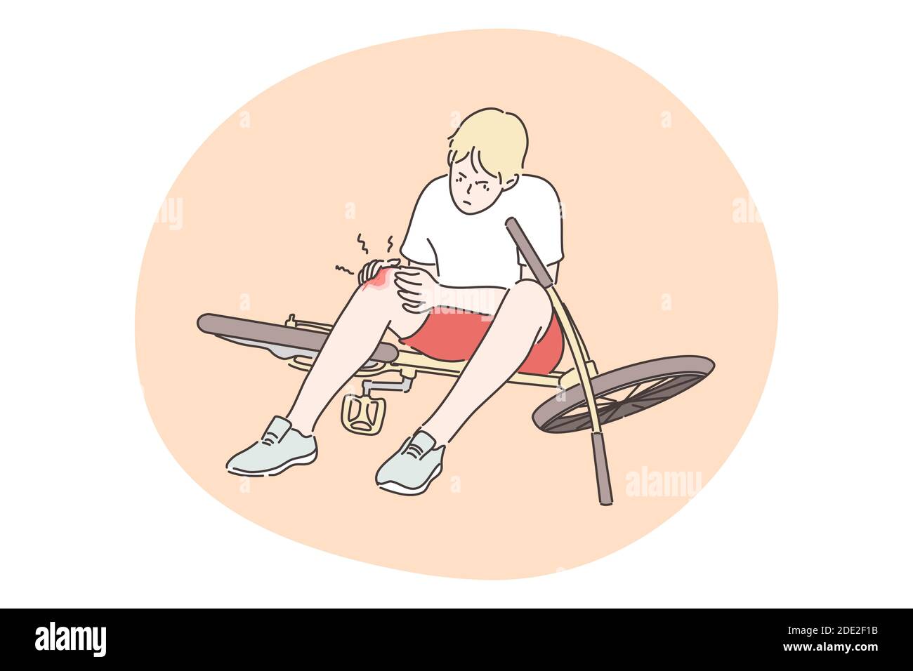 Trauma, childhood, cycling concept. Sad angry boy teenager cartoon ...