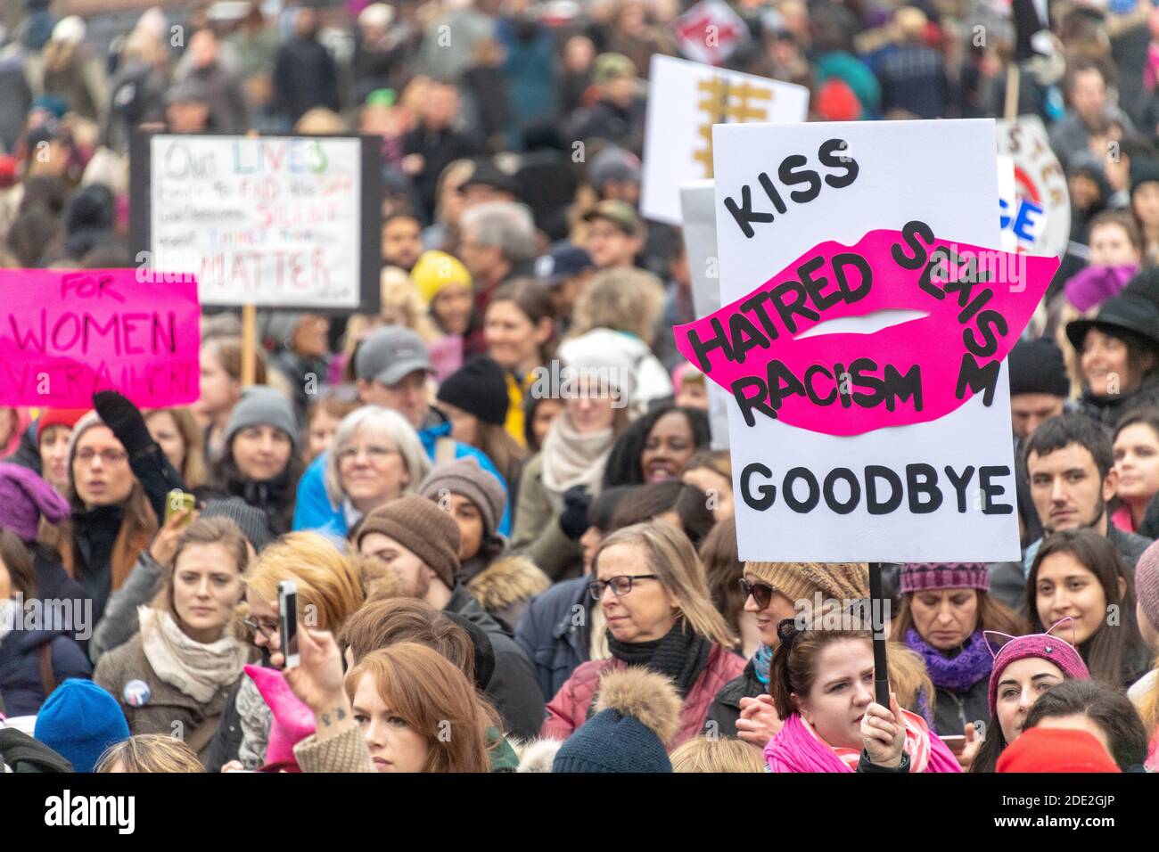 Women's March in Toronto, Canada-January 21, 2017 Stock Photo