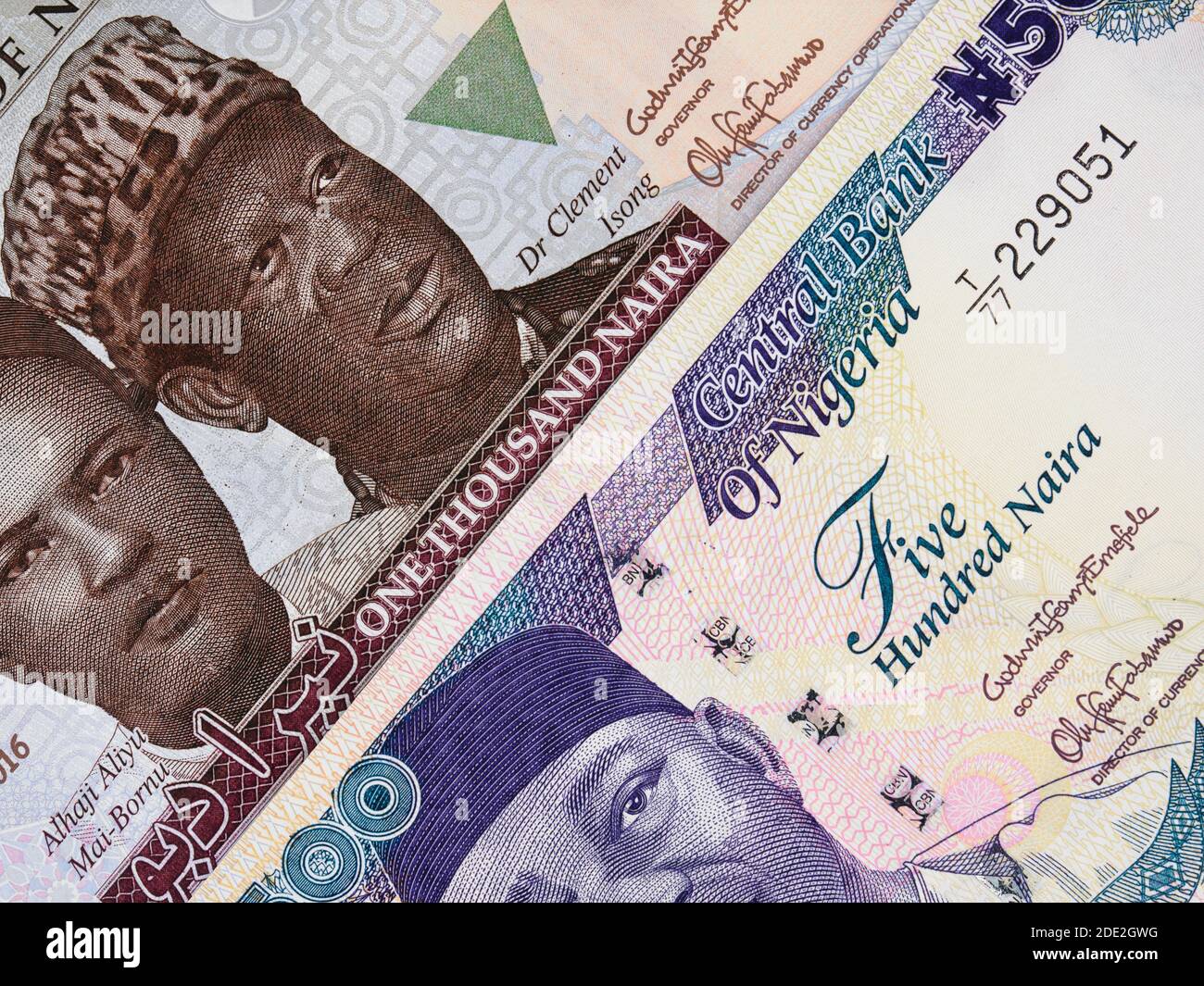 Nigerian currency naira central bank notes, Nigeria money Stock Photo